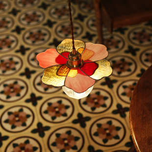 那儿nar彩色玻璃复古花砖吊灯双层创意个性 手工特色灯饰