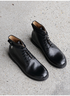 意大利mischa 2023年新款马丁靴女短筒英伦瘦瘦靴系带ins厚底短靴