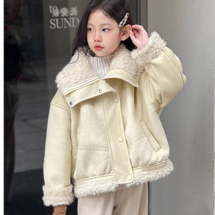 女童新款加绒外套冬季2025新款儿童冬装洋气韩系初冬大童加绒加厚