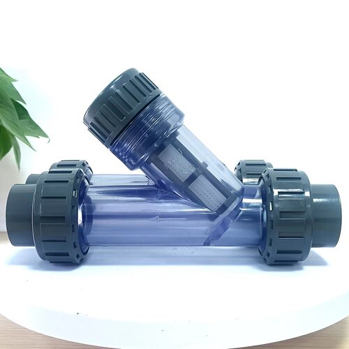 塑料Y型过滤器耐腐蚀蓝色透明PVC