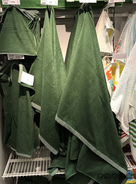 IKEA宜家  维克夫亚德小方巾浴巾毛巾绿色纯棉特价大减价质量超棒