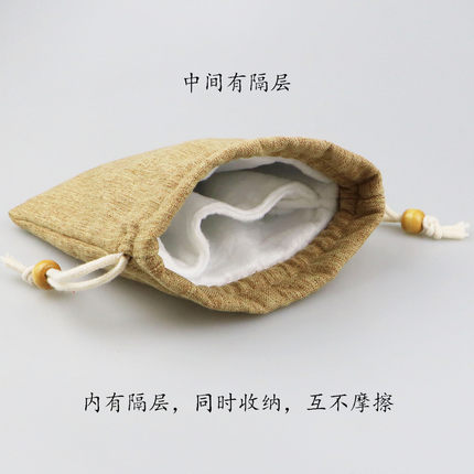 带隔层双层文玩袋盘玩束口小布袋子首饰绒布袋核桃佛珠菩提收纳袋