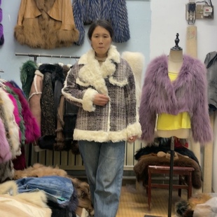 时尚设计感拼接小香风毛呢外套2026新品冬装