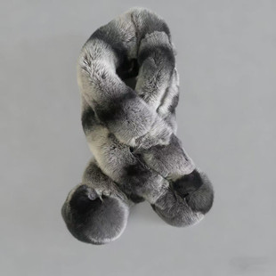 真獭兔毛围巾女冬新款皮草围脖双管双球时尚百搭加厚领子韩版脖套