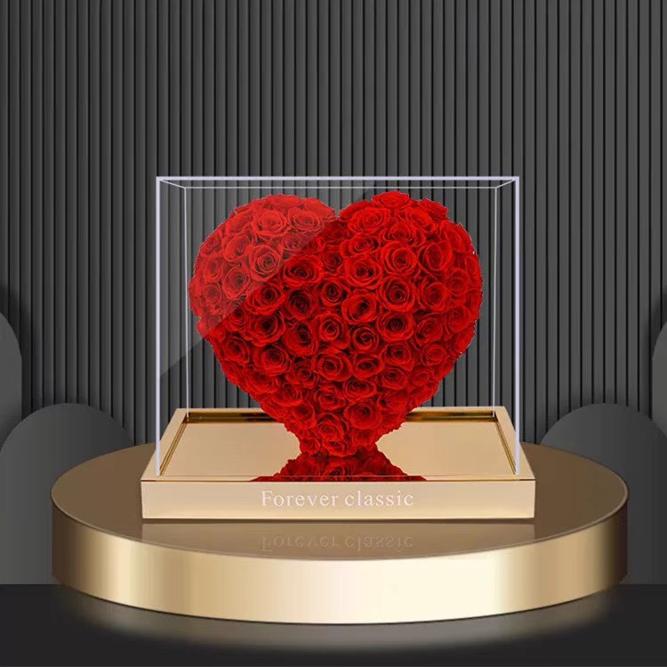网红中秋情人节礼物立体爱心怦然心动永生花红玫瑰送女友表白