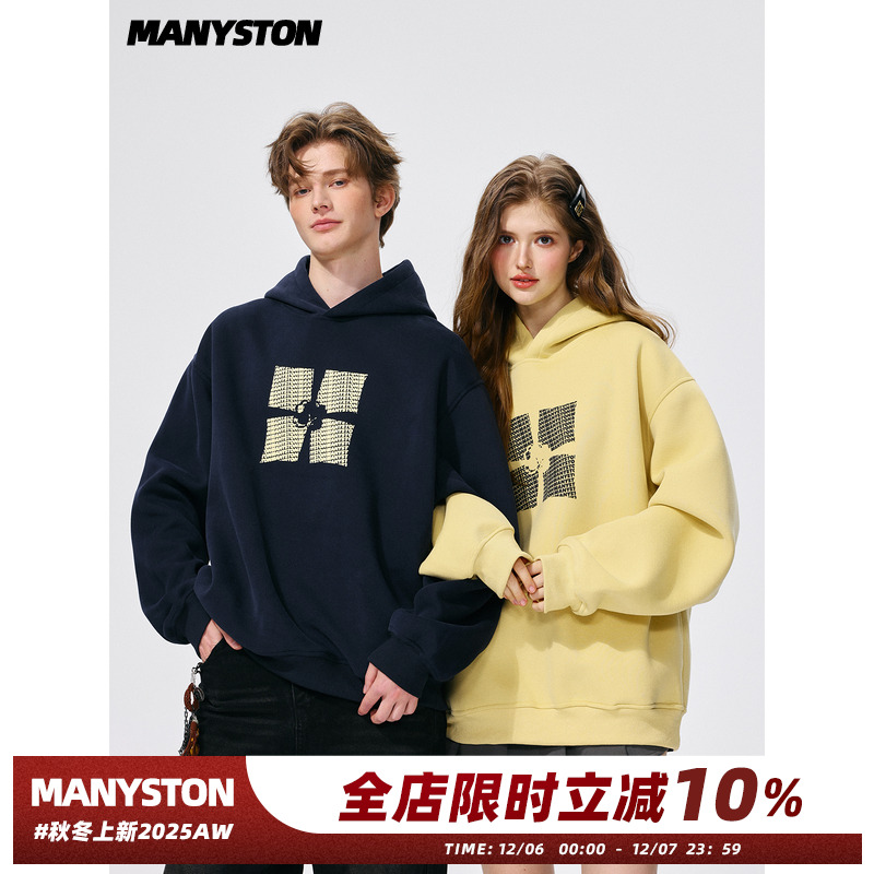MANYSTON美式连帽衫套头卫衣男