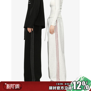 MANYSTON 美式复古条纹休闲裤子男款秋冬季潮牌宽松直筒运动卫裤