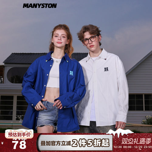 MANYSTON美式复古翻领长袖衬衫男