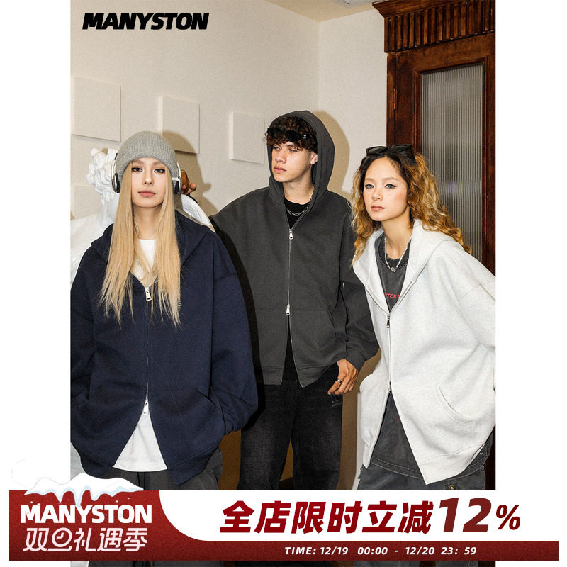 MANYSTON美式高街春秋季开衫卫衣