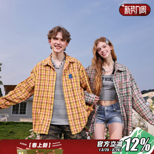 复古长袖 MANYSTON美式 衬衫 男春秋季 刺绣衬衣 情侣装 贺峻霖同款