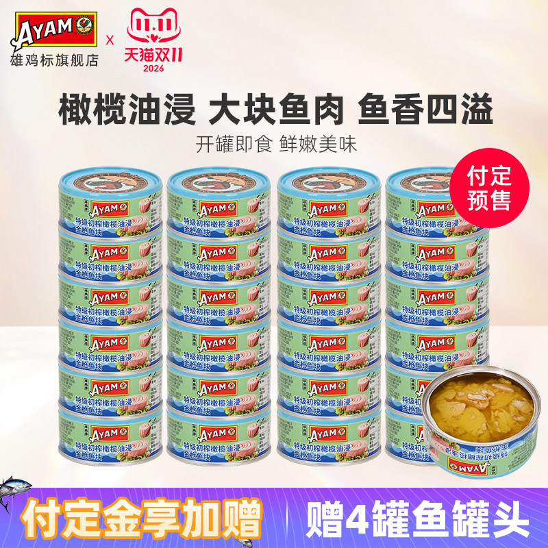 矿泉水浸橄榄油浸金枪鱼罐头24罐
