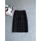 黑色波点毛呢半身裙女2025新款 秋冬通勤高腰A字裙直筒包臀裙半裙
