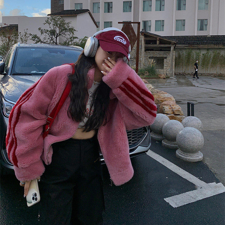 特价冬新款出街款进口颗粒羊剪绒全羊毛运动风羊羔毛皮草外套女,女装/女士精品,皮草,淘宝优惠券,粉丝福利购,淘宝优惠卷