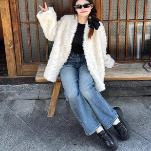 2025秋冬新款小湖羊仿皮草外套染尖贵气感皮毛一体环保毛毛大衣女