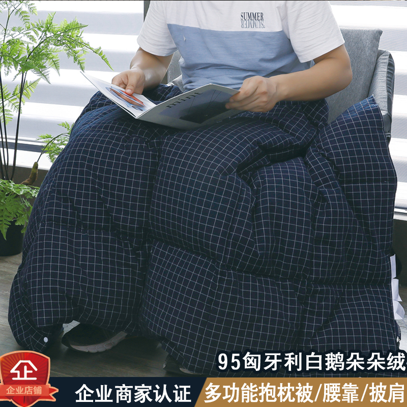 纯棉羽绒两用披肩车上抱枕被子