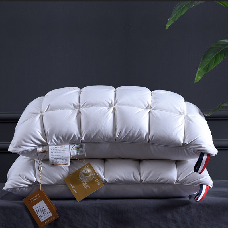 羽绒枕家用白鹅绒枕芯一对舒适低枕头五星级酒店高枕护颈单只助眠