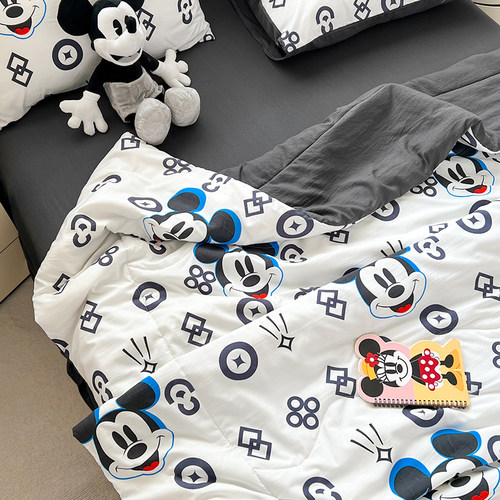 ins迪斯尼米奇水洗棉夏被四件套夏凉被可机洗轻薄被子被芯空调被