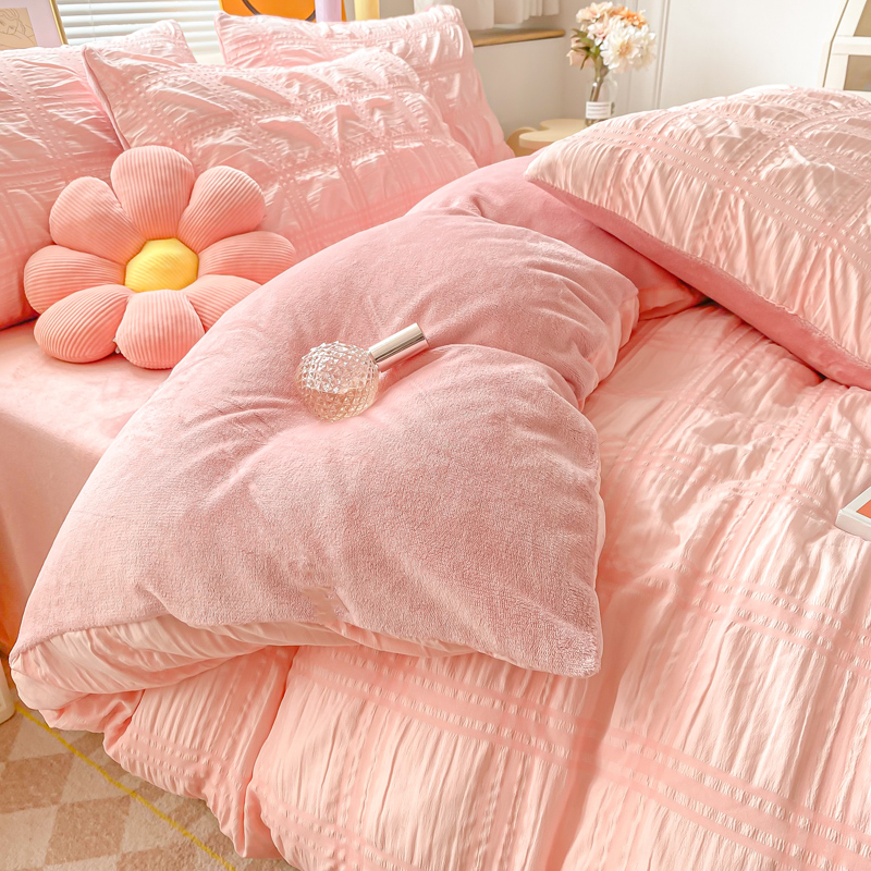 三件套珊瑚绒单面冬季单人牛奶绒