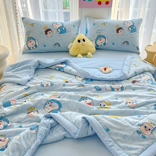 A类哆啦A梦夏季轻薄夏凉被四件套可机洗空调被机器猫宿舍单人夏被
