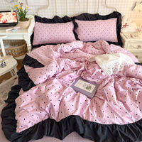 Class A floral crinkled lace lace four-piece set bed skirt, dormitory quilt cover, bed sheet, girlish heart bed three-piece set supplies thumbnail 5