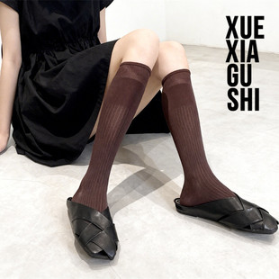高级感～绵羊毛条纹小腿袜【進口机织/显瘦美腿】春夏薄款-萬搭王