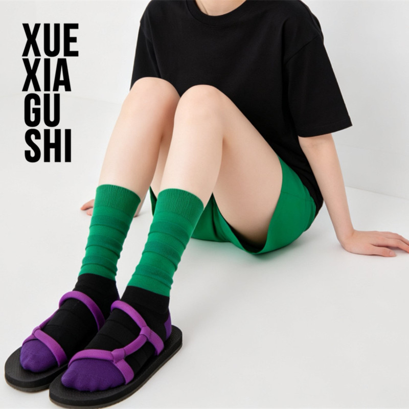 【毛毛虫撞色女潮袜】