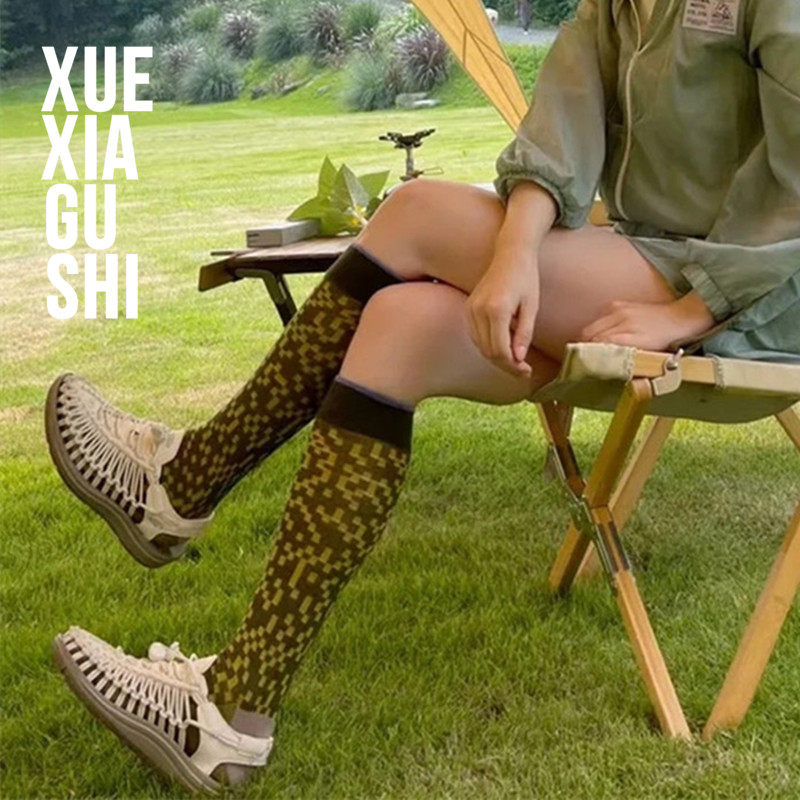 【黄绿格显瘦小腿袜】库存不多 25春ins潮及膝绿色袜网红同款女袜,女士内衣/男士内衣/家居服,长筒袜,淘宝优惠券,粉丝福利购,淘宝优惠卷