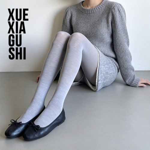 时髦密码～羊毛平纹微透连裤袜