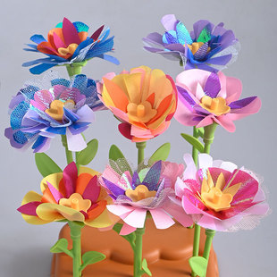 儿童diy压花机花朵补充包仿真女孩布艺花束手工制作材料配件套装