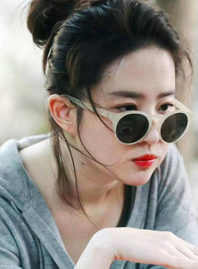 许红豆同款墨镜圆脸茶色太阳眼镜