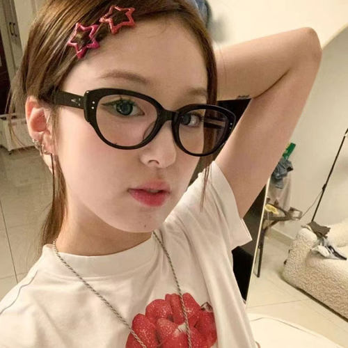 韩系黑框眼镜女素颜可配近视度数