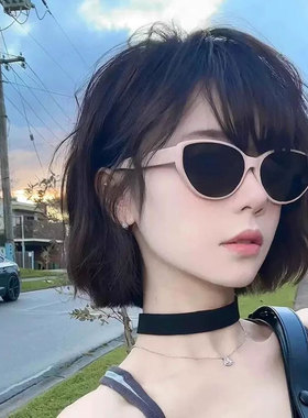多巴胺粉色框猫眼墨镜女个性优雅