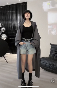 新款 连帽洋气开衫 风衣长款 防晒衣女收腰显瘦宽松休闲时尚 薄款 夏季