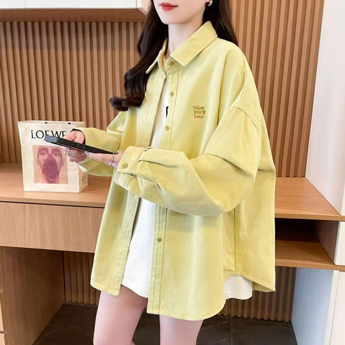 秋季牛仔长袖衬衫外套女