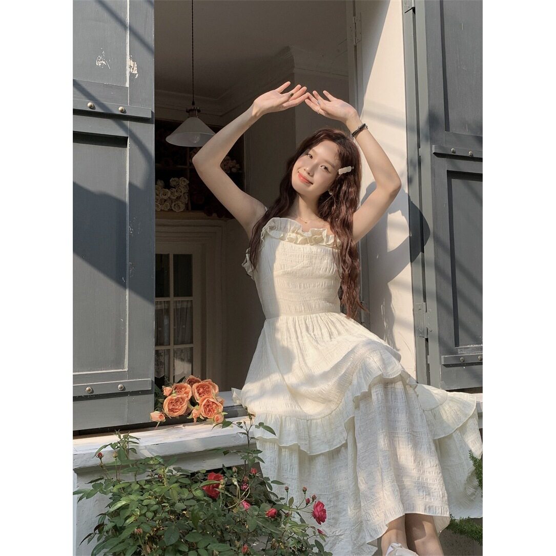 木耳边吊带连衣裙女夏季2