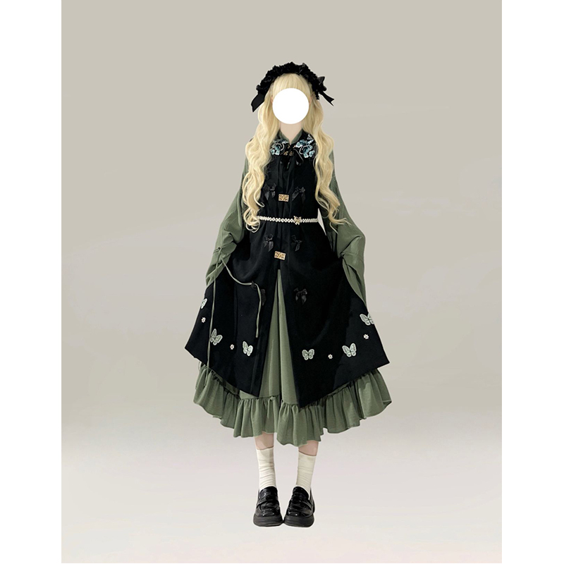 汉洋折衷明制比甲洛丽塔日常改良汉服女加绒加厚秋冬款lolita裙