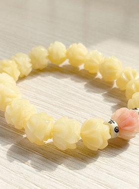 女士男士骨头雕刻莲花手串手链