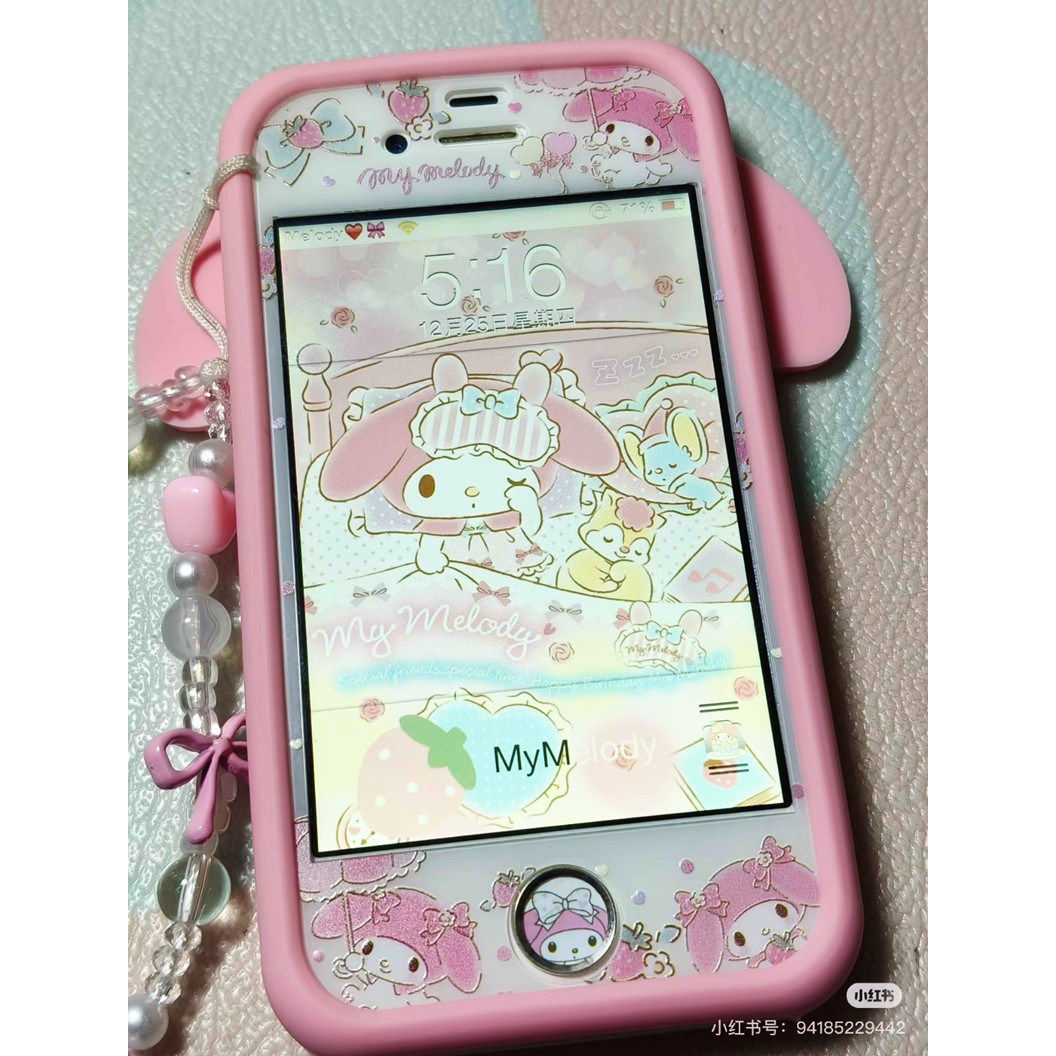 适用苹果4s手机壳女5se全包卡通7硅胶适用iPhone8plus钢化膜6彩膜美乐蒂少女心手机膜