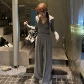 扭结蕾丝慵懒风针织打底宽松垂感阔腿卫裤 OUTOFOCEAN 25AW 两件套