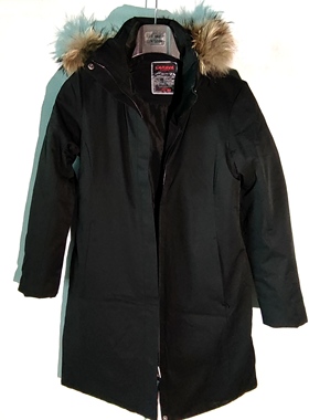 CARAVA喀尔沃户外女士电加热毛领鹅羽绒服中长款加厚秋冬时尚休闲