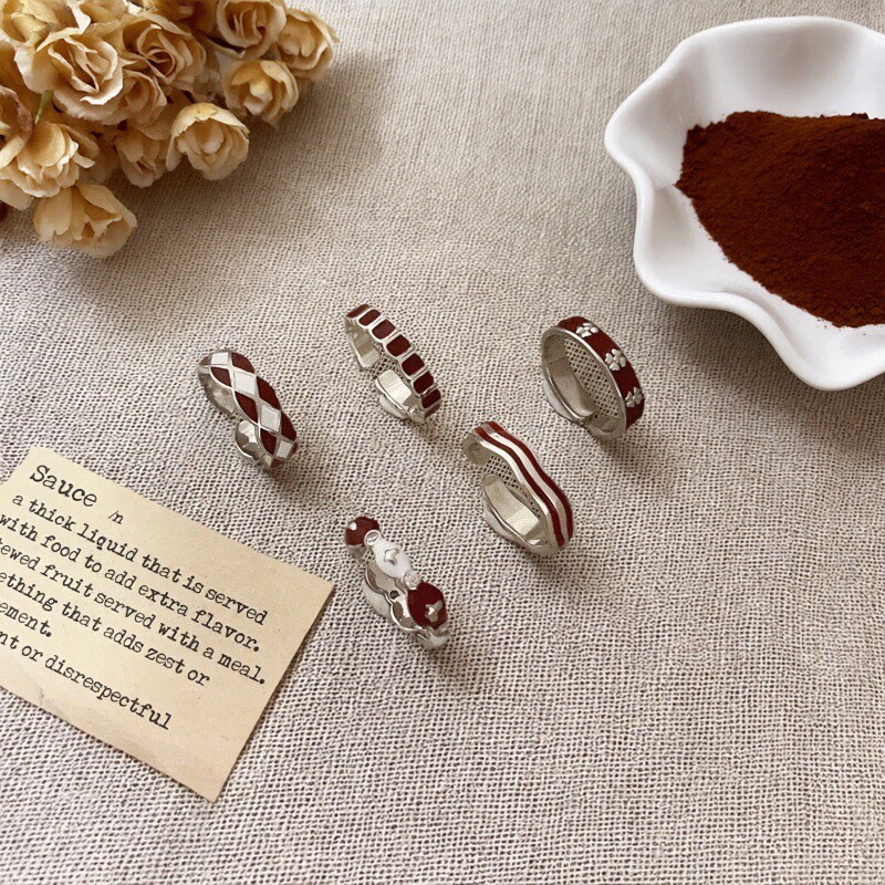 S925纯银安可拉红色滴胶戒指