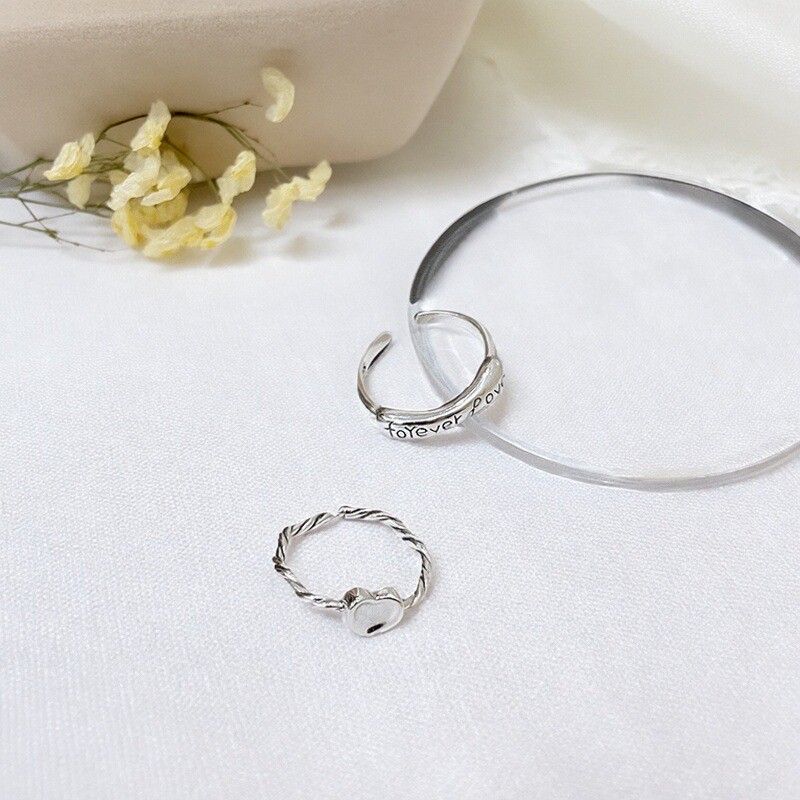 S925纯银麻花爱心戒指