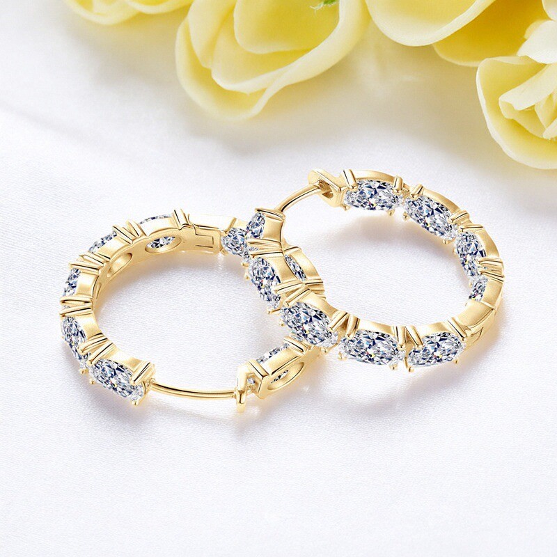 S925纯银圆形莫桑石耳环