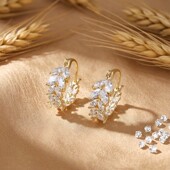 Sweet 简约独特冷淡风耳圈 时尚 Girl法式 轻奢百搭锆石麦穗耳扣个性