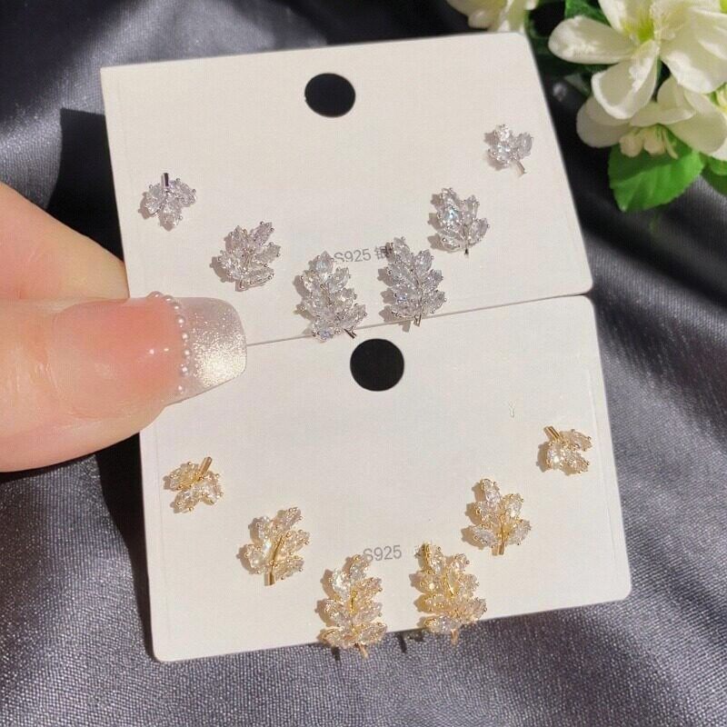 SweetGirl满钻树叶银针三件套