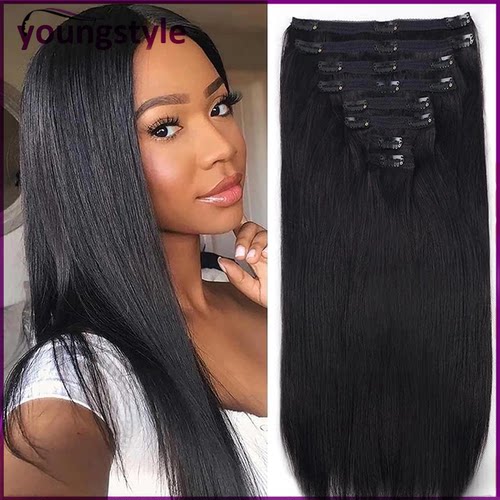 Indian Human Hair Straight Clip In Hair Extensions卡子发120g
