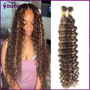 Deep Wave Human Braiding Hair For Boho Knotless Braids Bulk