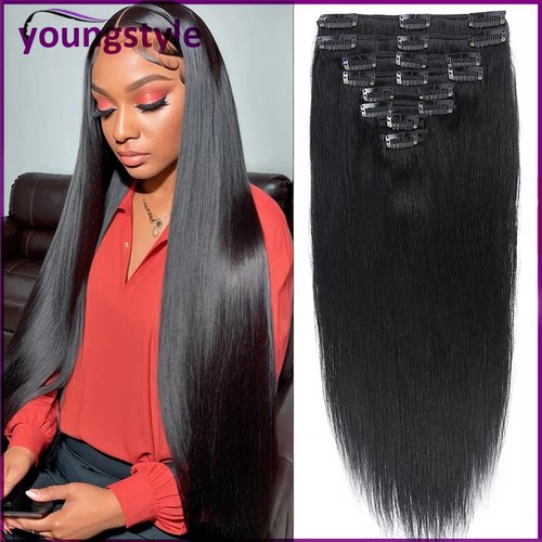 Straight Clip In Human Hair Extensions120g真人发丝卡子发