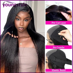 Wear and Go Glueless Wig Kinky Straight Human Hair Lace Wigs