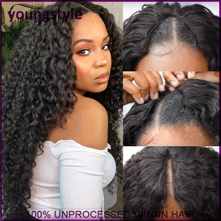 V Part Wig Brazilian Kinky Curly Human Hair Glueless Wigs